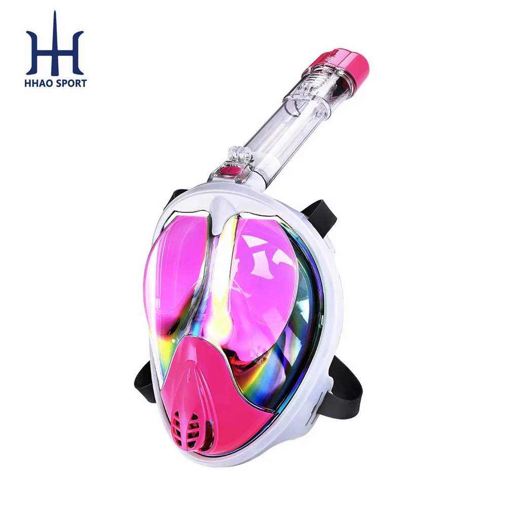 
180 Degree Panoramic View Anti Fog Electroplated Mirror Adults Full Face Diving Snorkel Mask 
