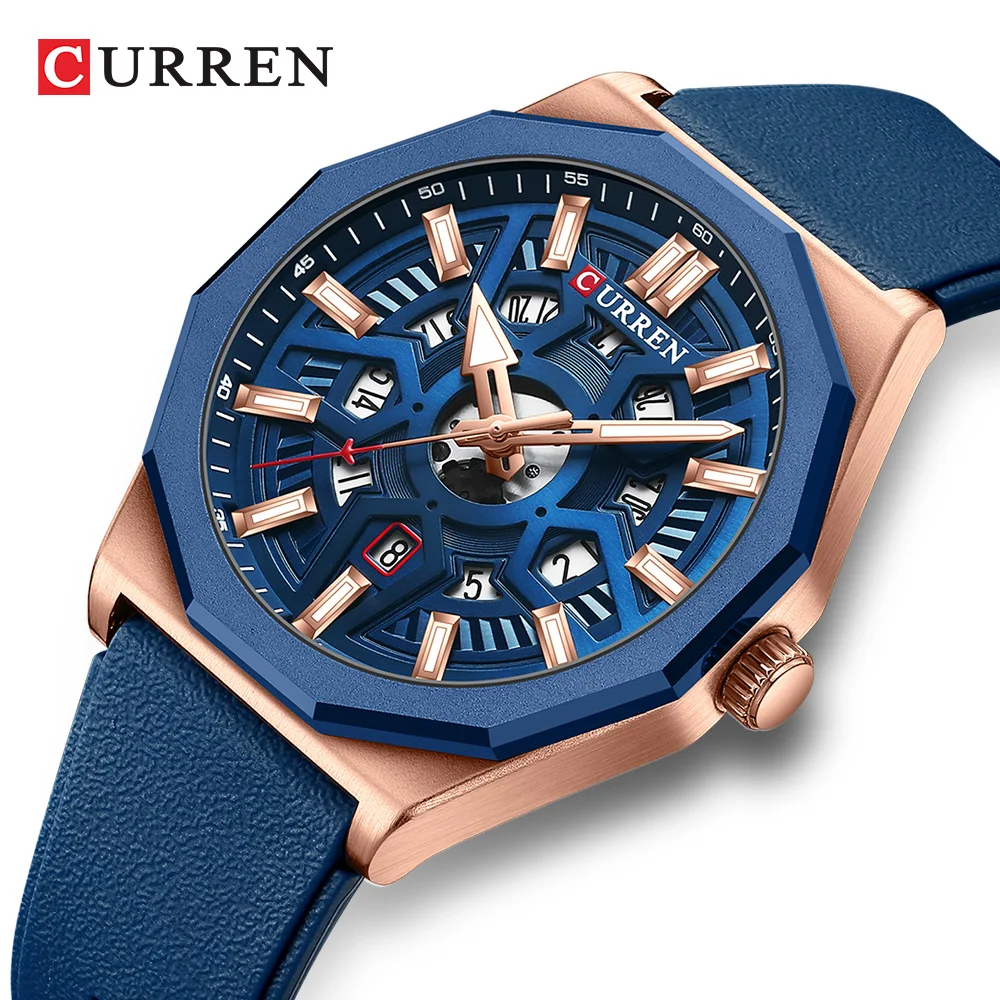 CU8437 Wholesale High Quality Men Brand Business Casual Silicone Strap Quartz Watch Special Dial With Calendar