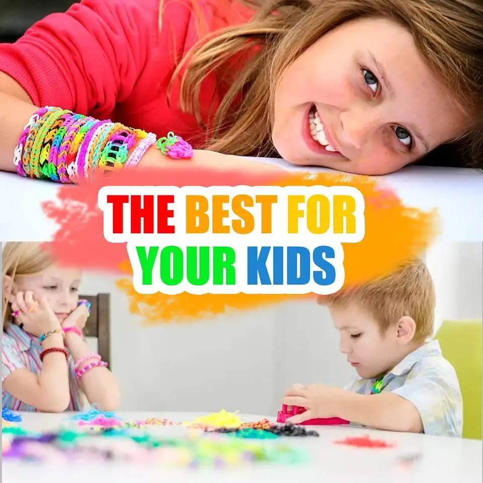 Hot Sales 1800+ pcs Rubber Bands Bracelet Kit 24  Colors Loom Bands Clips Beads Diy Set for kids