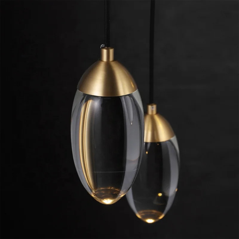 Modern Crystal ball LED Pendant lights Nordic Copper lighting bedroom bedside single head lights bar corridor small Hanging lamp