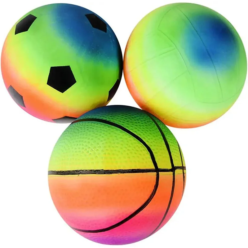 Пользовательские ПВХ Радуга спортивная игрушка Ball-9inch 22 см Надувная Детская игровая площадка мяч