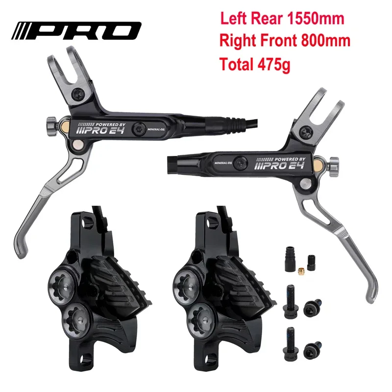IIIPRO Bicycle Hydraulic Disc Brake 4 Piston MTB Brake Caliper Oil Pressure 800 1550mm Front Rear Brake