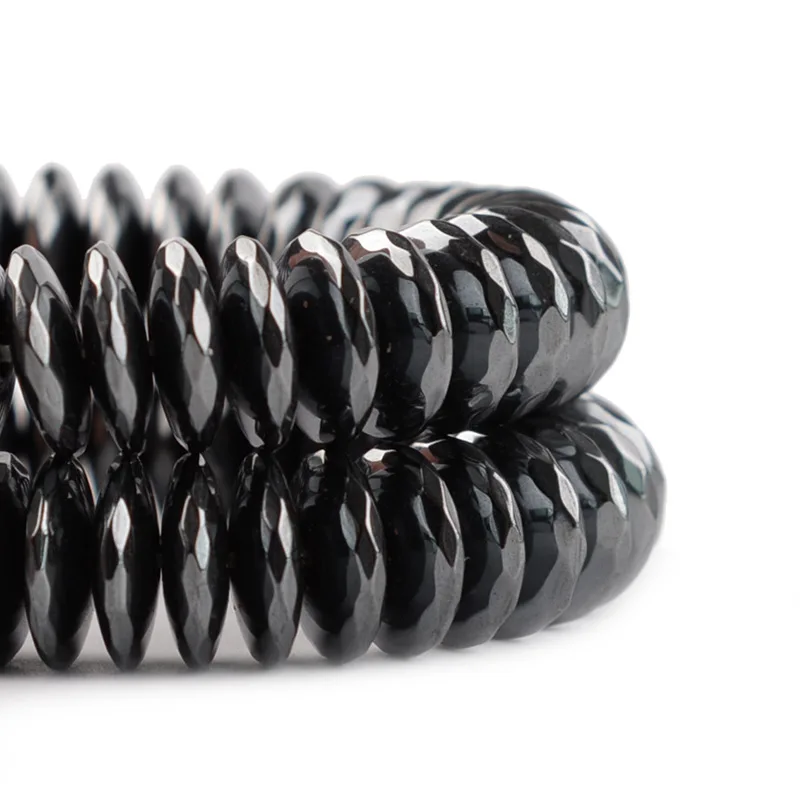 Wholesale Handmade 8mm Diy Magnet Beads Natural Stone Faceted Black Hematite For DIY Making Bracelet