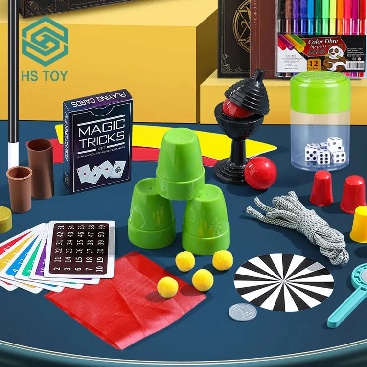 HS Stunning Game Learning Magic Show Beginner Easy Play Kid Magic Tricks Kit Box With Hand Gift Box