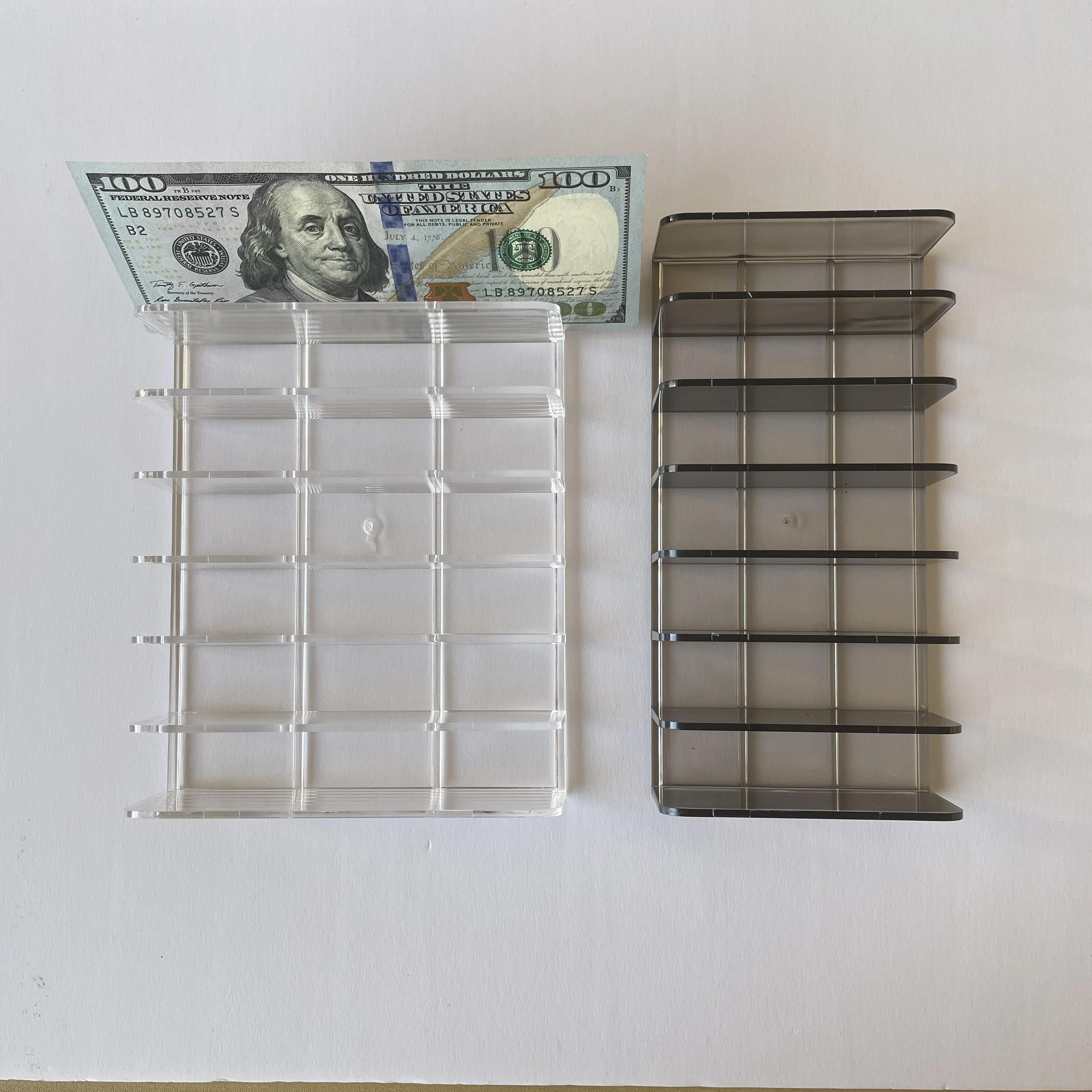 Изготовленный на заказ модный Настольный органайзер 7 секций прозрачный лоток для денег Акриловый Лоток Для делителя наличных набивки