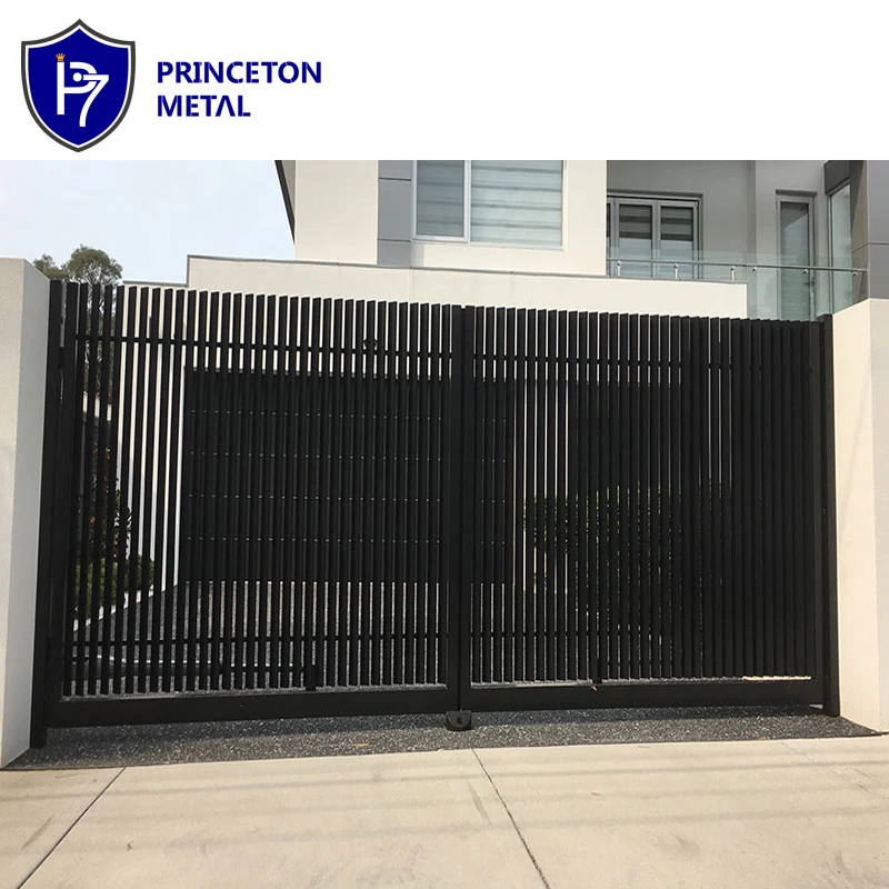 Wholesale DIY garden black fencing 8*6 feet powder coated aluminum vertical blade 3D fence