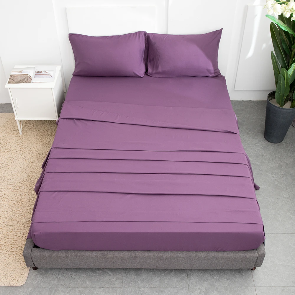 Luxury Quality Manufacturer Polyester Microfiber Fabric King Size Fitted bedsheet Solid Bedding Bed Sheet Set for Hotel