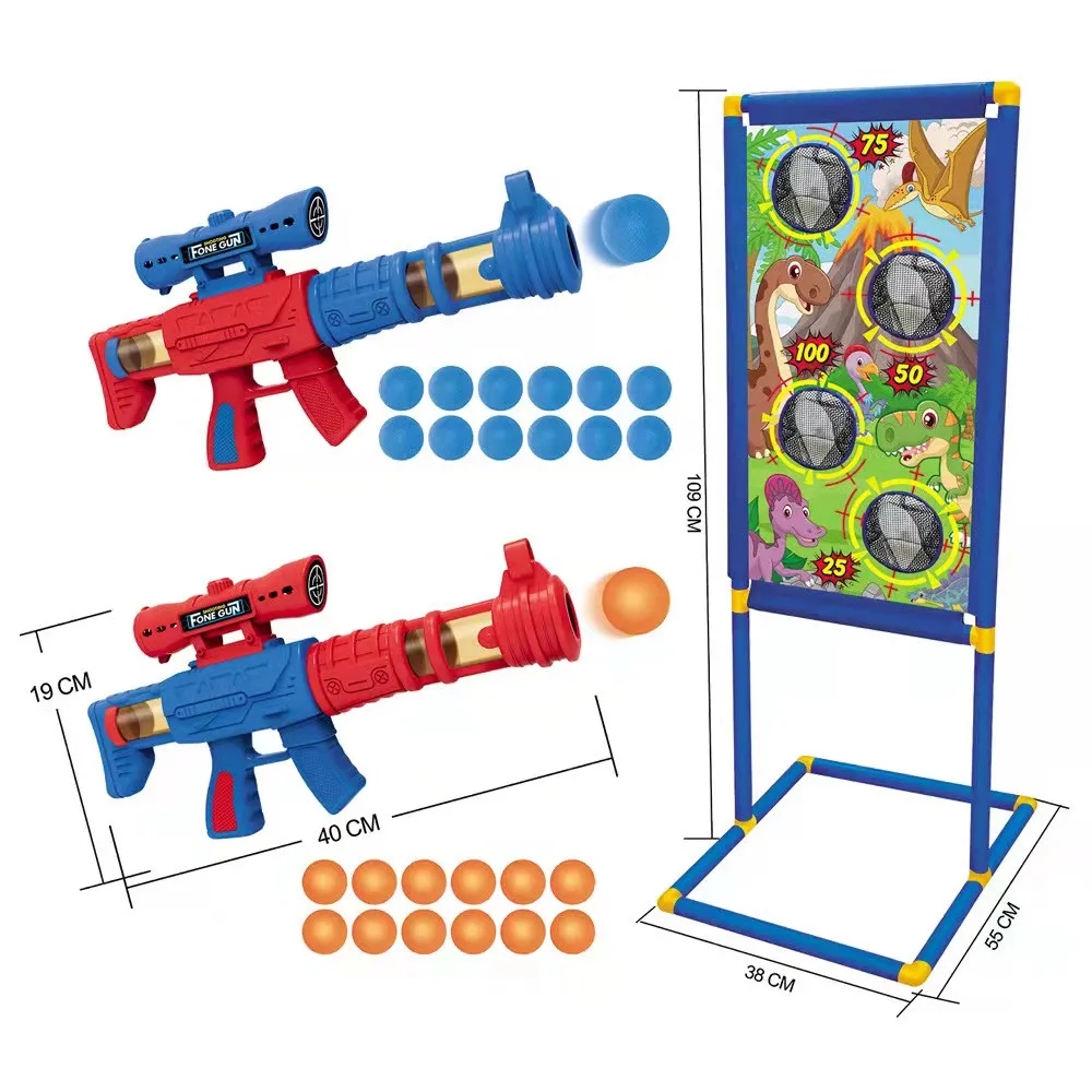 Factory customized 2 in 1 shooting target children foam ball outdoor game target shooting toy gun