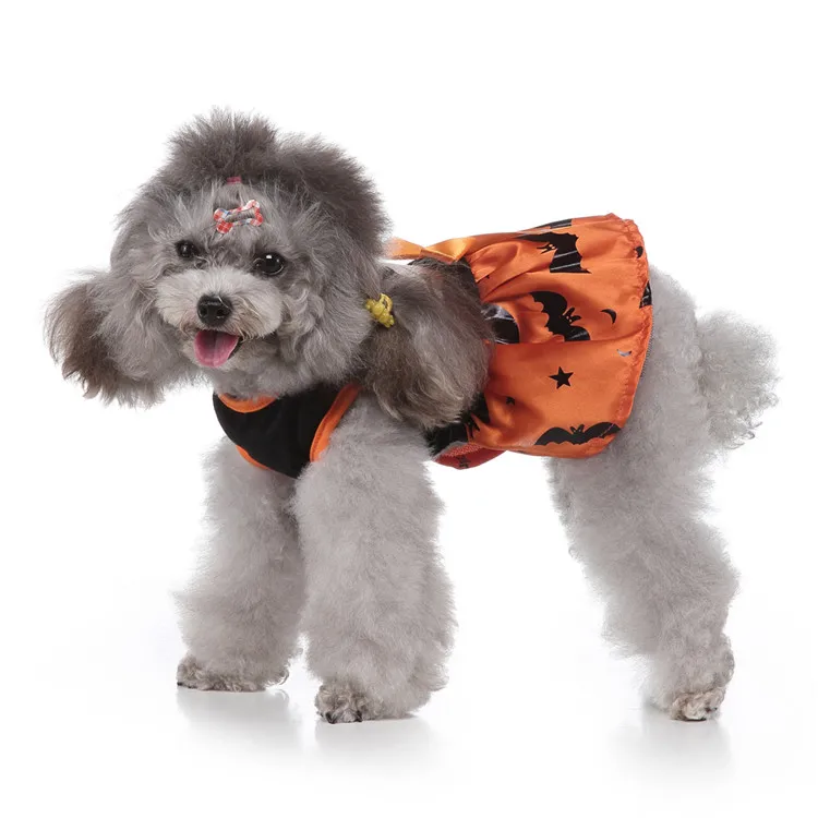 Funny Halloween Dog Clothes Ghost Dog Dress with Bowtie Cheap Wholesale