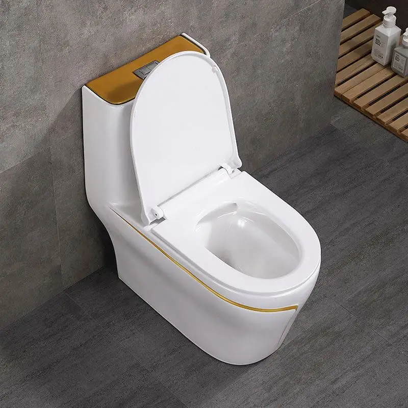 Blue Color Bathroom Ceramic Toilet One Piece Gray Gold Color Design Siphon/Wash Down Toilet Bowl
