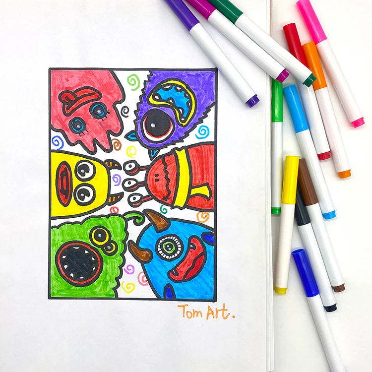 Manufacturing oem non toxic 12 colors 4.5 mm jumbo tip watercolor markers pantone marker pens with custom colors