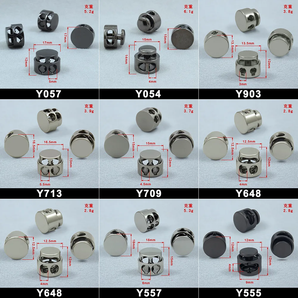 custom Wholesale Barrel Toggles Stop Conical Spring Elastic Double String Metal Cord End lock Stopper for Clothing
