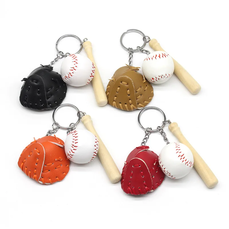 Creative baseball keychain bag pendant baseball three-piece keychain