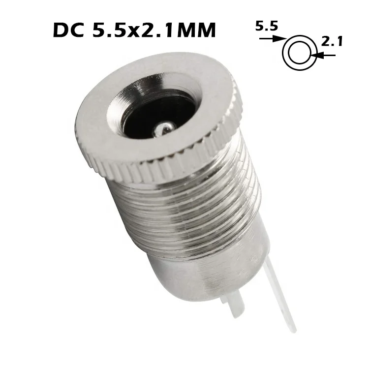 5.5x2.1mm Screw Threaded Female Panel Mount DC Jack Power Socket Connector Adapter