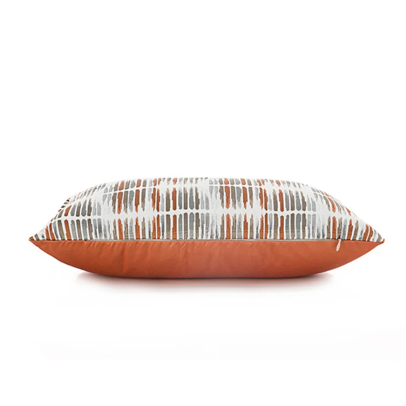 Light luxury orange jacquard pillow model home furnishing museum living room sofa cushion waist pillowcase custom