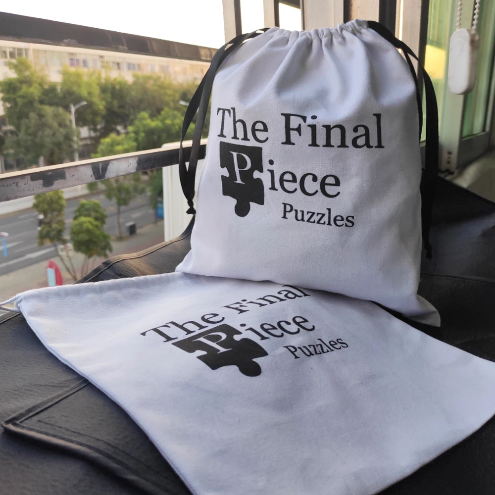 Reusable Eco friendly Custom logo drawstring pouch canvas cotton tote large round dust handbag Bag