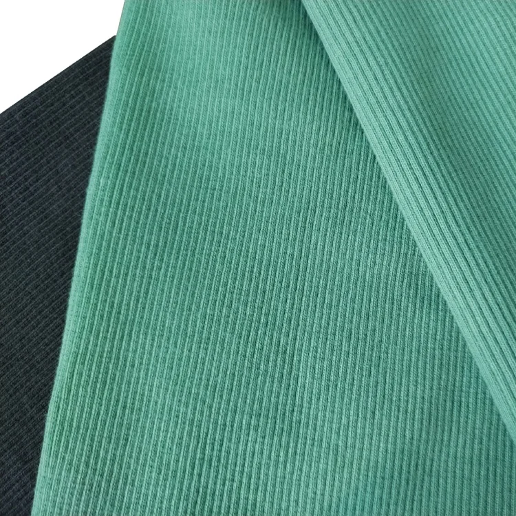 
Hot sale cotton spandex fabric knit plain 2*2 rib fabric stretch spandex fabric for garment 