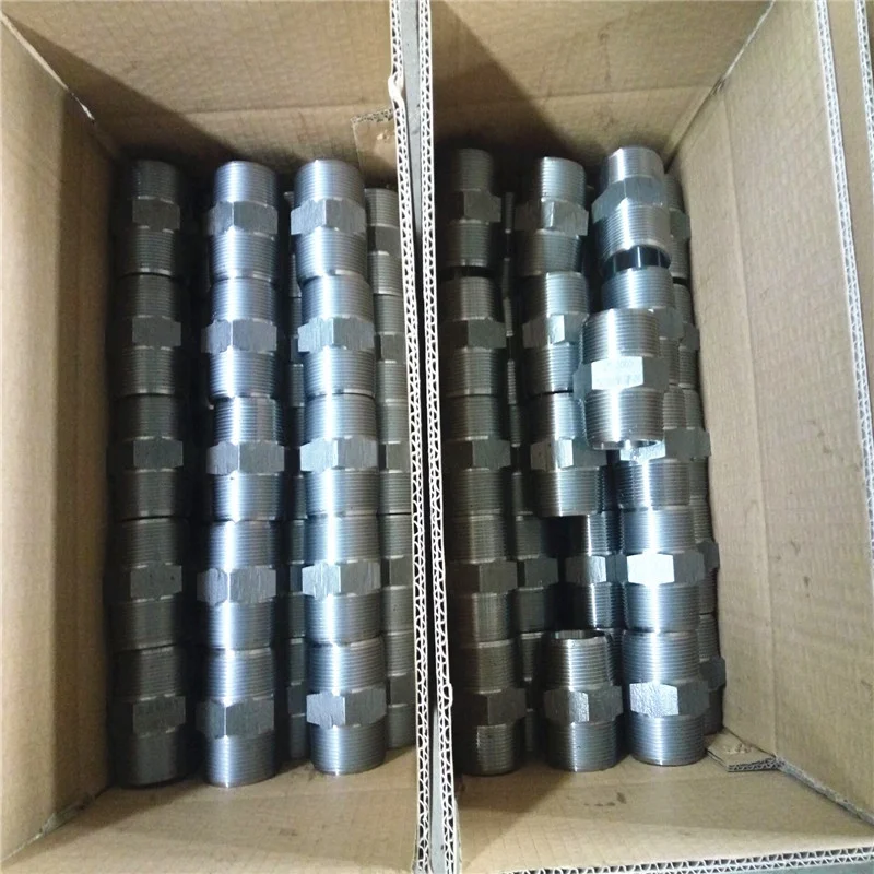ASME B16.11 1/4 1/8 BSP 304 321 304L 316L forged Stainless Steel Hex Male Double Nipple Equal hexagon nipple Pipe Fitting