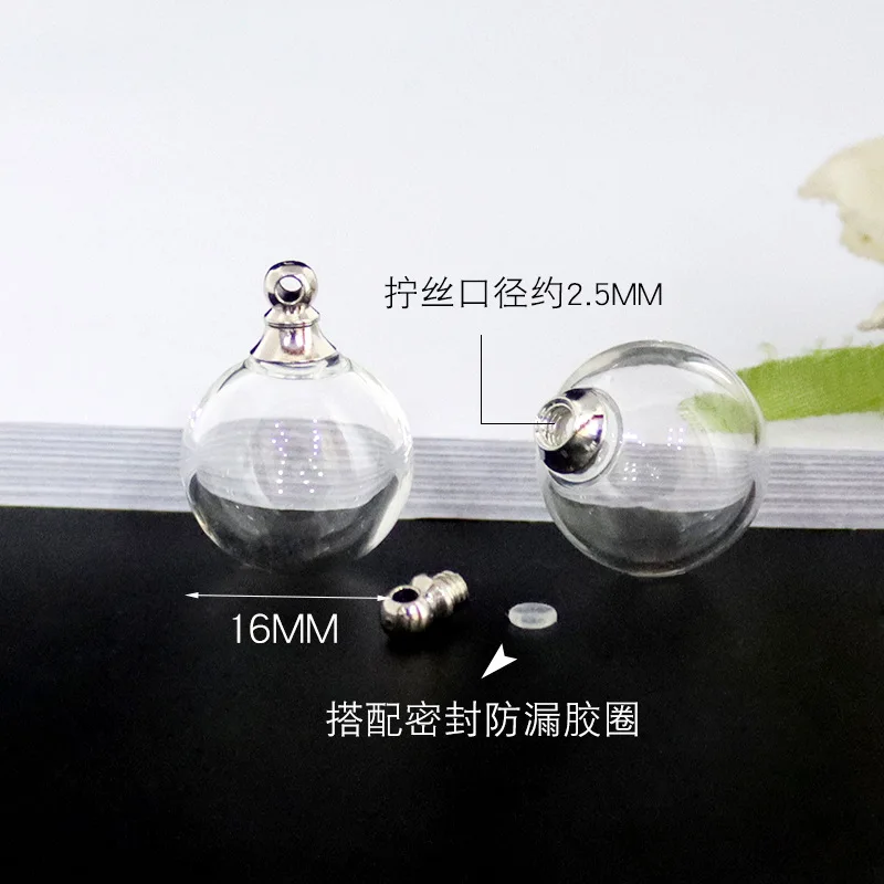 Custom Glass Bottle Glowing In the Dark necklace Diy jewelry charm openable 12mm 16mm crystal glass ball pendant