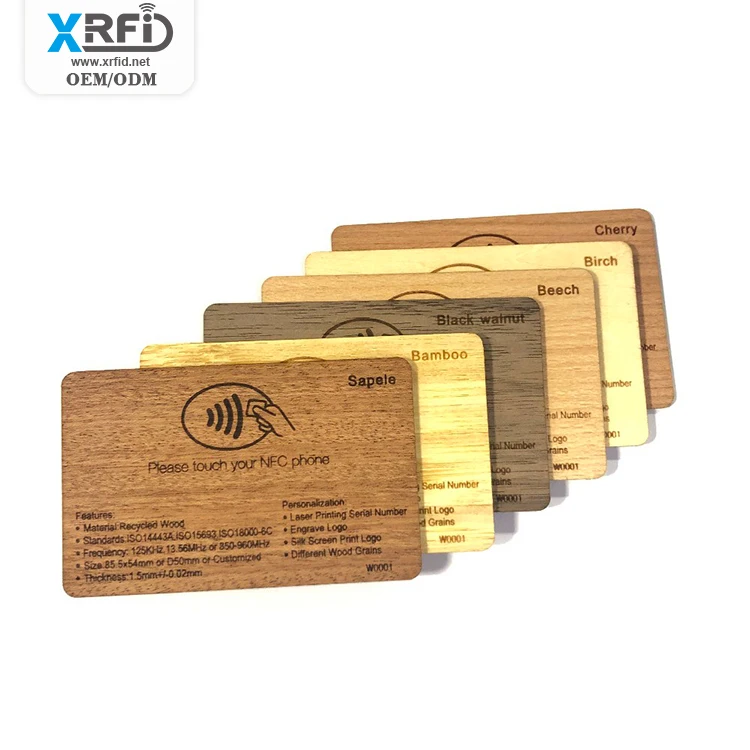Nfc Wooden Custom Business 213 Printable Cards Tap Programmer Hotel Key Access Time Attendance Wood Rfid Card