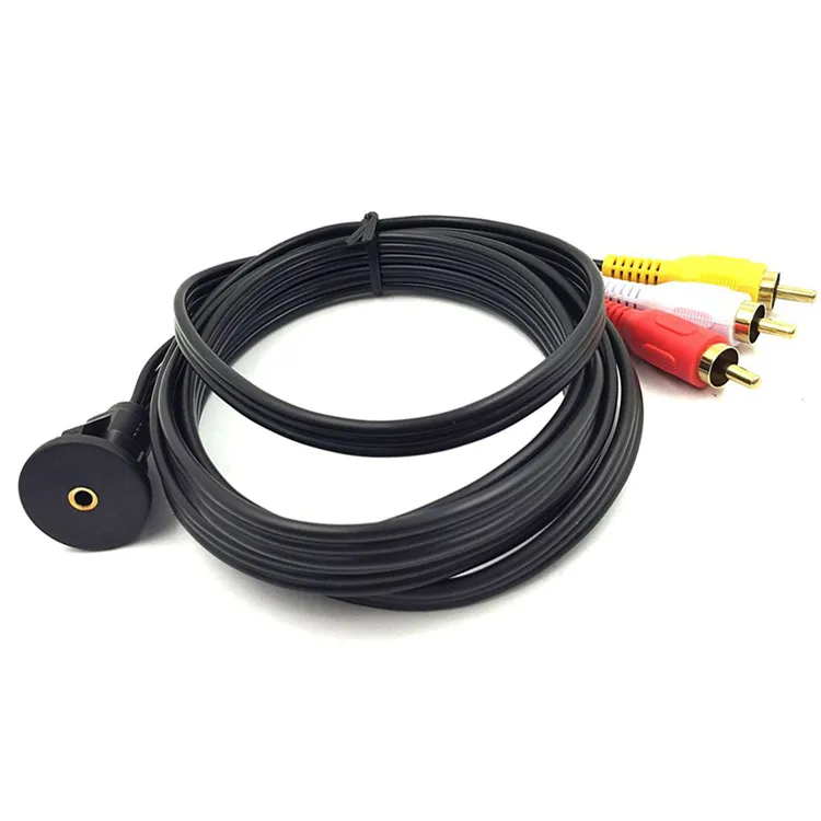 2M/6FT car cable 3 RCA Male to 3.5mm Female Flush Mount Dash Mount Panel Mount Cable for car audio rca cable