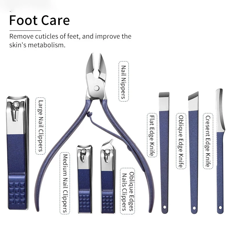 Professional 7/10/12/16/18 Pieces Manicure Set Stainless Steel Nail Clippers Set Manicure Pedicure Kit With PU Travel Case