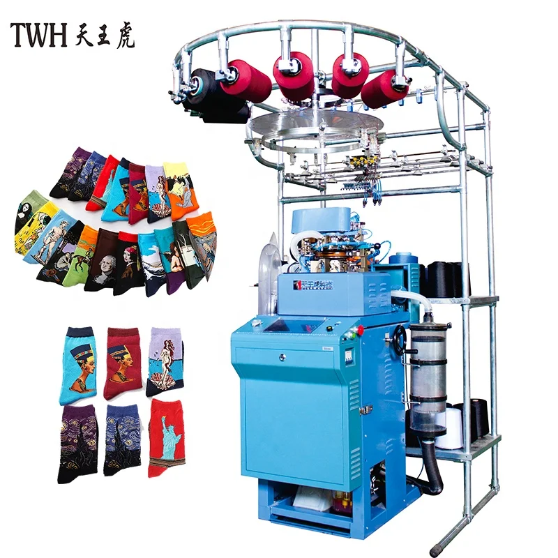 China factory low price high speed smart auto computer control terry plain sock 3.5 inch 108 to 200 needles sock making machine