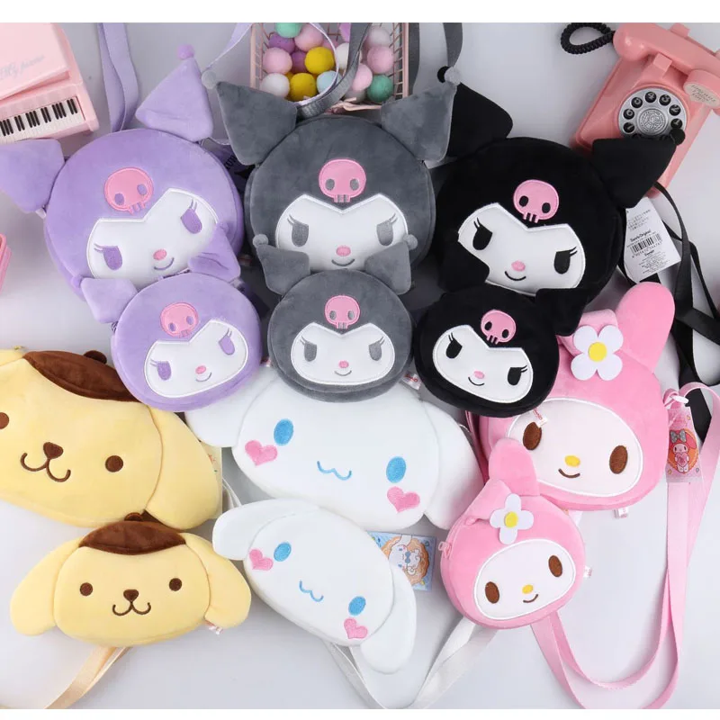 Мягкий рюкзак в виде лягушки из мультфильма Melody Cinnamoroll Kuromi плюшевые игрушки кошка собака сумка кошелек для монет мягкая