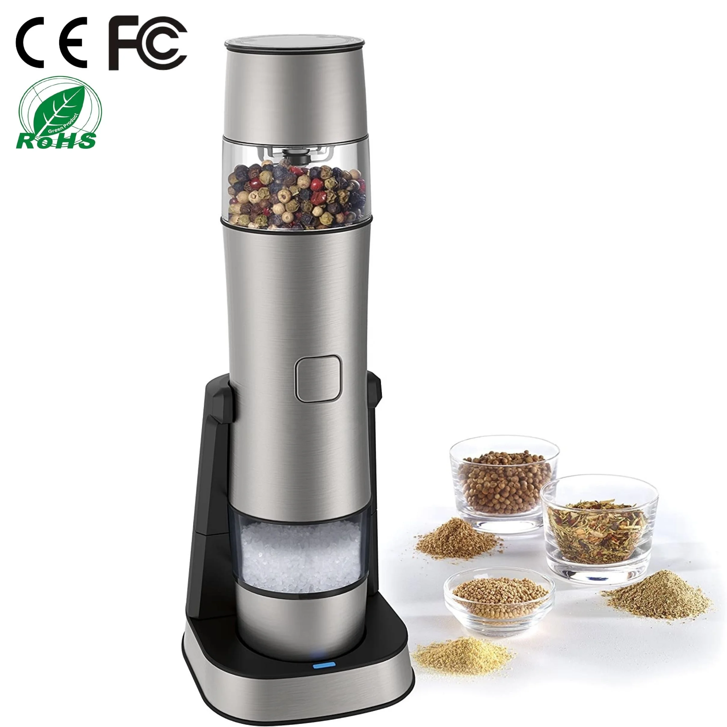 Stainless Steel Rechargeable electric Salt Pepper dry Spice Mill grinder set