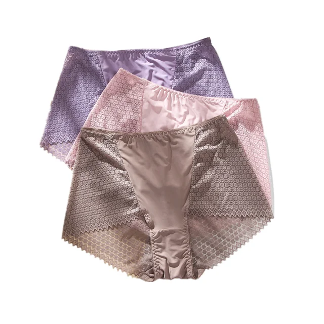 Hot sell cheap suction wet gas large size lift hip elegant lace women ice cool color bamboo briefs underwear