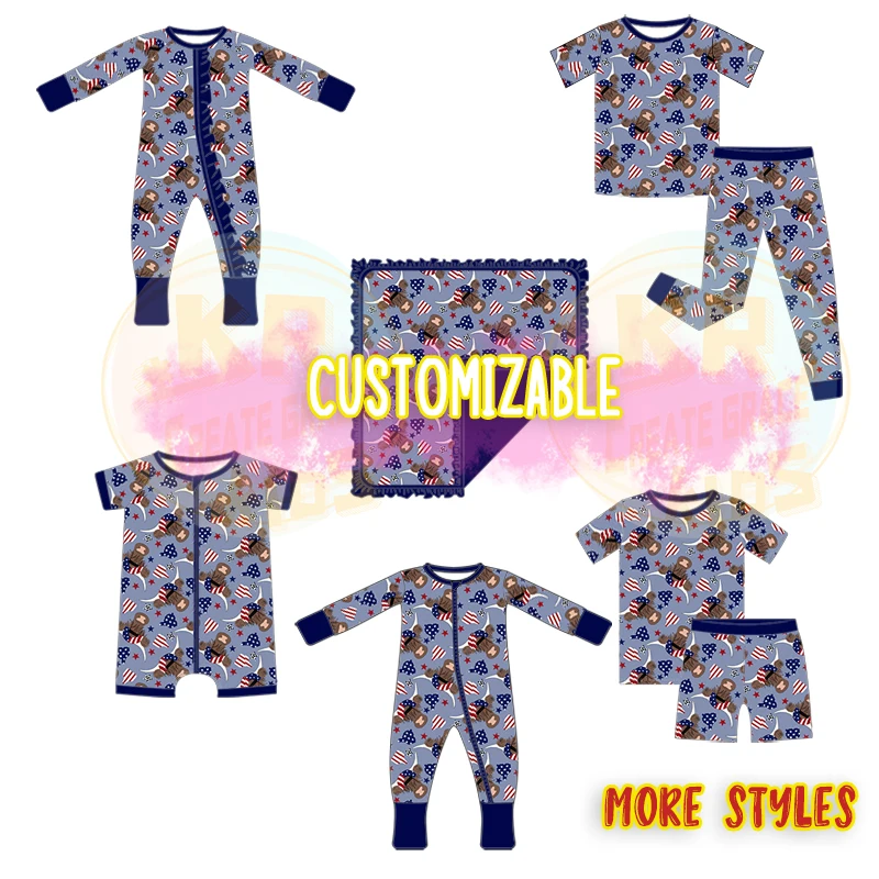 Custom Print Bamboo Fabric Newborn Baby Infant Zipper Clothes Onesie Rompers Bamboo Viscose Toddler Pajamas Sleeper Clothes