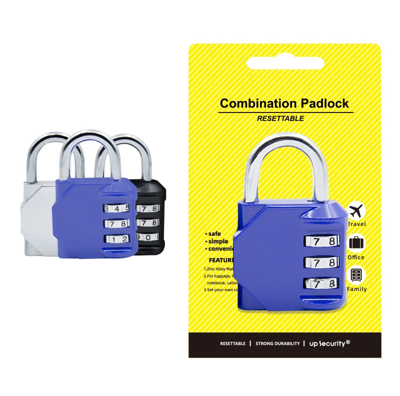 Wholesale china metal  Suitcase luggage 3 dial digits Combination  Padlock for cosmetic box