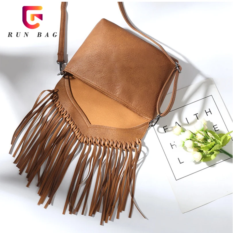 PU Leather Hobo Fringe Crossbody Purse Vintage Small Handbag Tassel Bag For Women