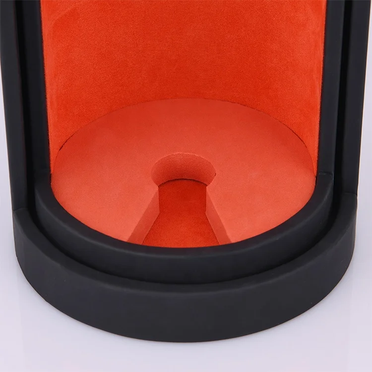 SAMDING box manufacturer rotatable round wood frame leather wine box for one wine bottle