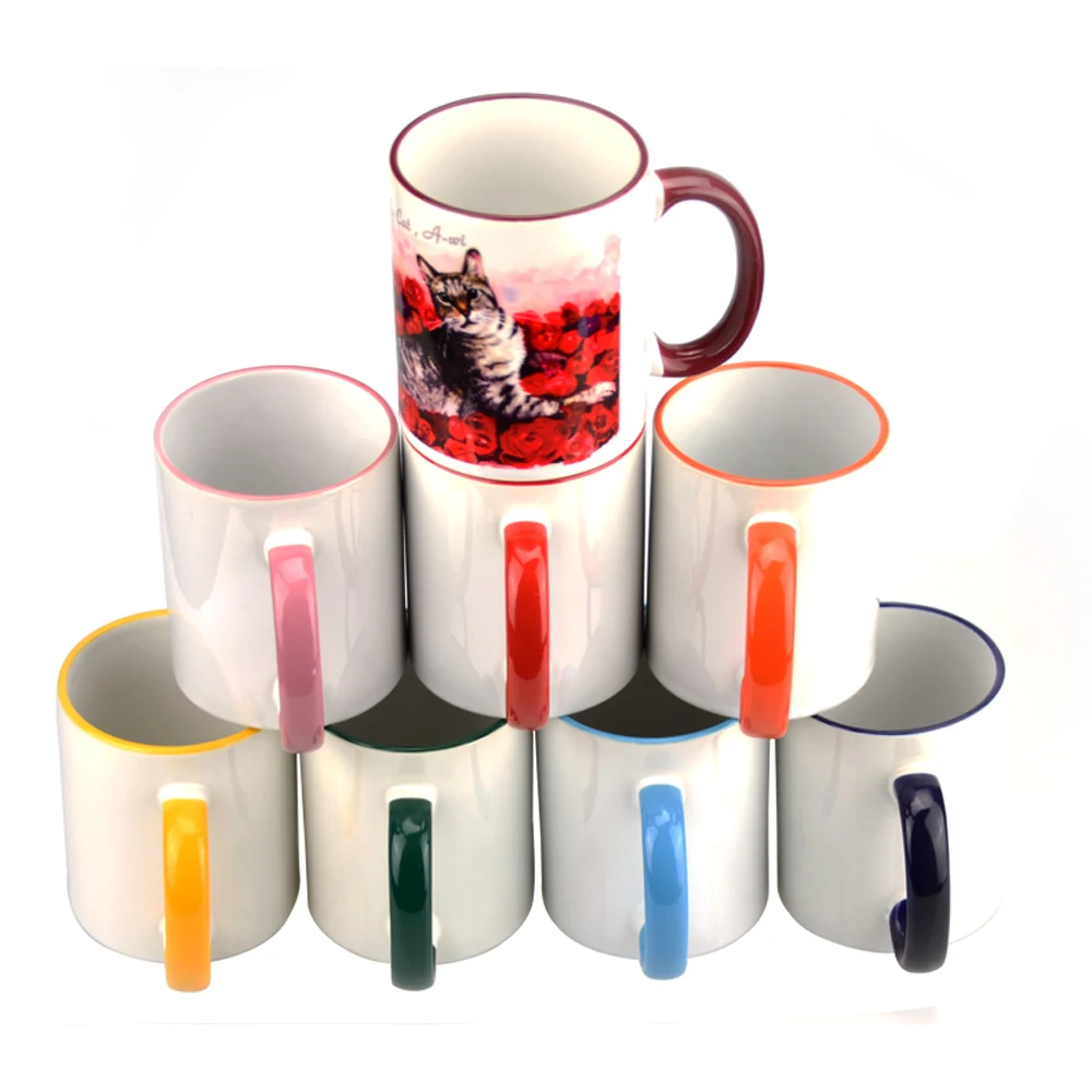 Mida Most Popular 11Oz Sublimation Blanks Colored Inner mug Ceramic Drinking Coated Sublimation Ceramic Mug with Handle