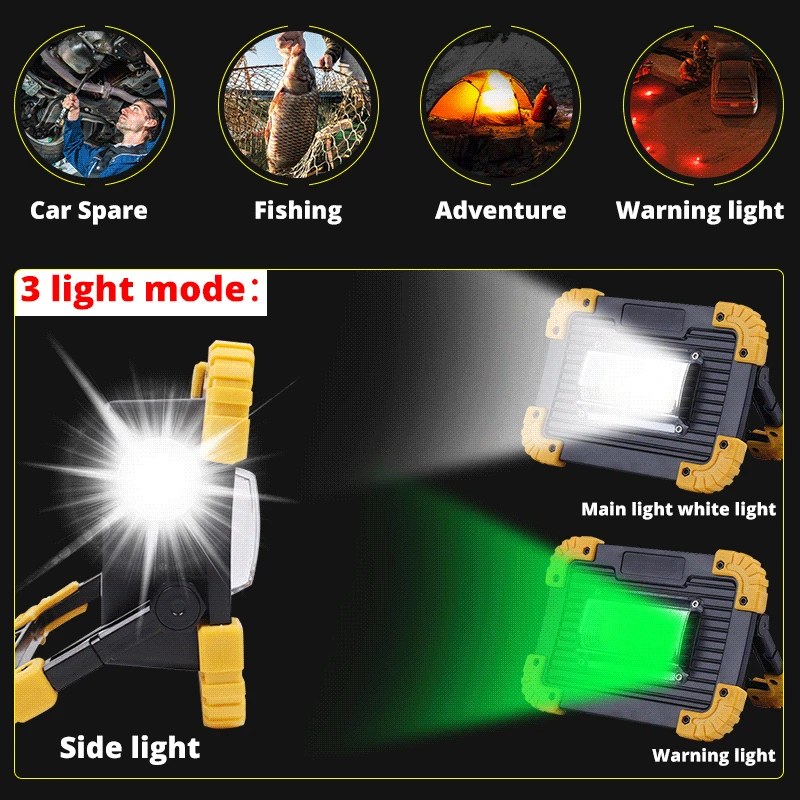 50W Portable Led Spotlight Super Bright USB Outdoor Camping Car Repair COB led Work Light Rechargeable