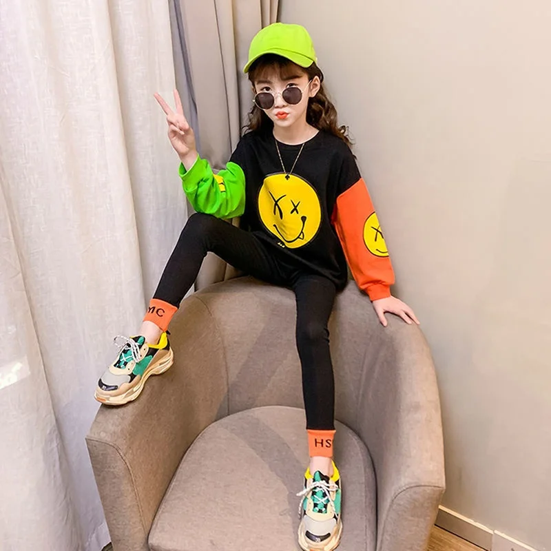 Tracksuit Set for Girls Boutique Outfits Spring & Autumn Kawaii Cartoon Print Sportswear for Children Kids Girls 2 Pac Suits