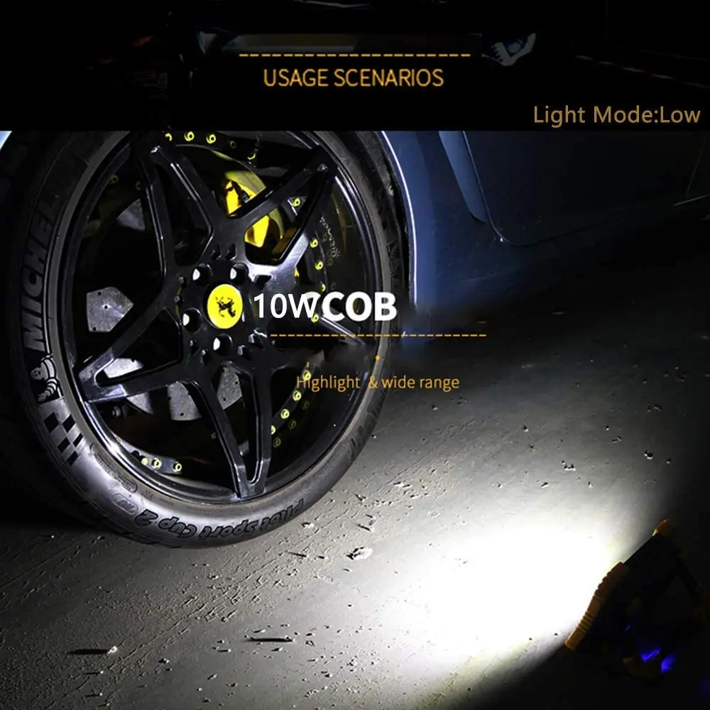 Tiroflx Super Bright 18650 Battery USB Rechargeable Portable Machine Tool LED COB Working Lamp LED Work Light Inspection Lamp