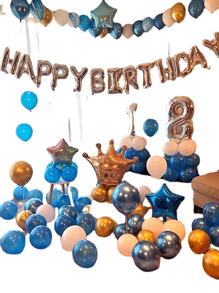 PartyForever Rose Gold Happy Birthday Balloons Banner Set for Her Birthday Party Decorations and Supplies Kit for Women and Girl