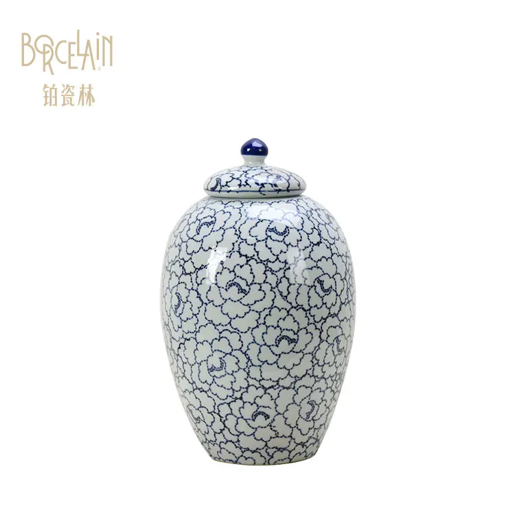 Exquisite exhibition hall decorations retro porcelain storage jars ceramic jar lid