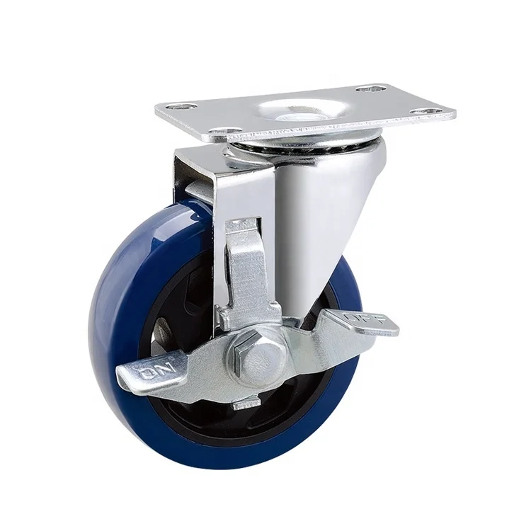 100 мм поворотные сверхпрочные синие ролики и колеса из ПУ