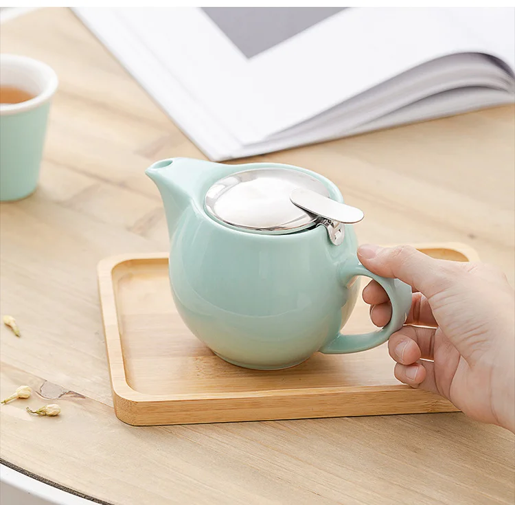 380ml Small Ceramic Tea Pot With Stainless Steel Infuser For Loose Leaf Blooming Teapot
