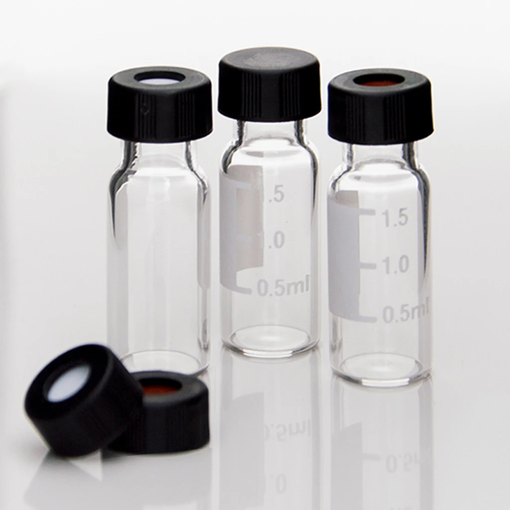 Aijiren borosili 3.3 1.5ml 9-425 Screw Neck lab chromatography analysis bottle HPLC autosampler test glass Vial with label