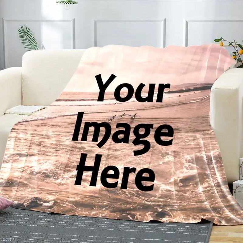 Wholesale High Quality Personalized Super Soft Polyester Blanket 3D Custom Photo Printed White Fleece