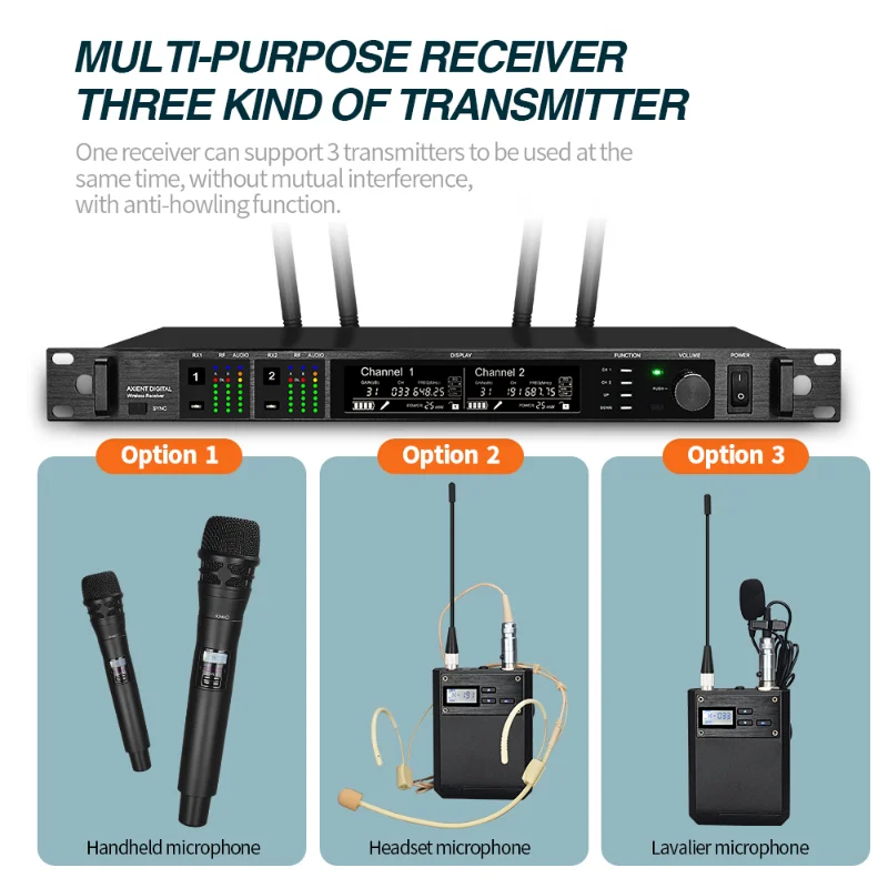 High Quality AD4D Cardioid Handheld Mic UHF Dual Channel True Diversity Digital Wireless Microphone System KSM9 for Studio
