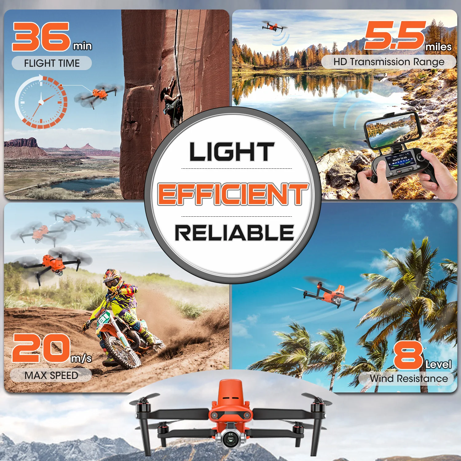 Professional Long Range Quadcopter 36 Minutes Long Fly Time Mini Drone With Camera 4k Night Vision For Powerline Inspection