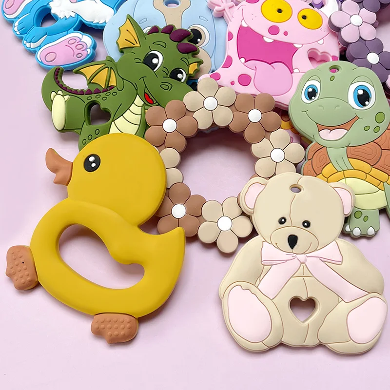 Promotional  Animal Cartoon Food Grade Silicone Kids Goods  Baby Teething Toy