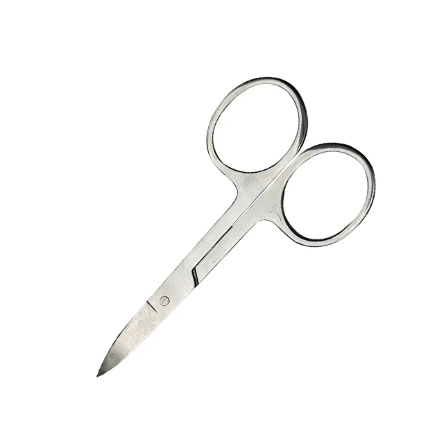 Custom logo Portable Thickness Trimming stainless steel Eyebrow Nose Hair Curved Manicure Scissors