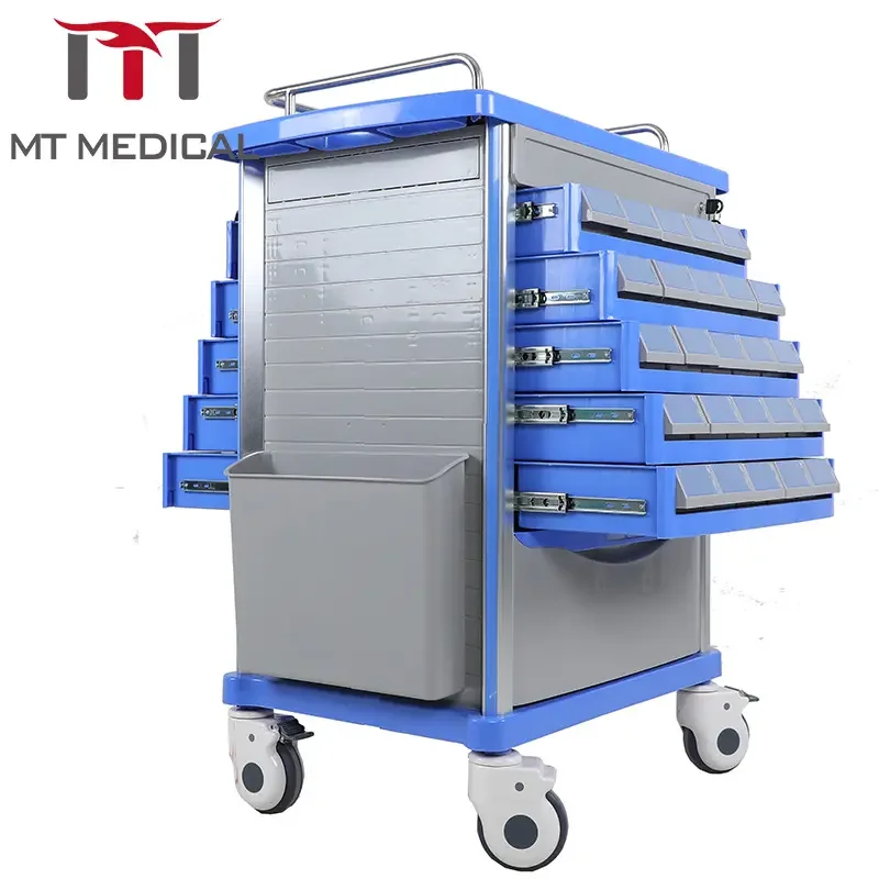 MT MEDICAL Double-sided Hospital furniture ABS Nursing Clinical Medicine Emergency Trolley