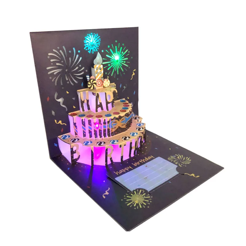Custom Funny 3D Pop Up Cards Kids Birthday Gift Cards With Music And Light For Men,Women,Mon and Grandpa